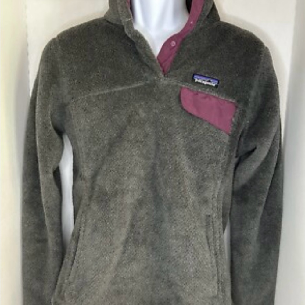 Patagonia Gray Fleece with Purple Trim
